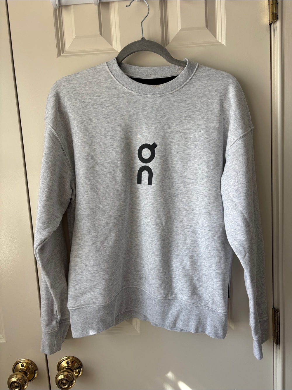 On Running Light Gray Crewneck Sweatshirt with Center Logo